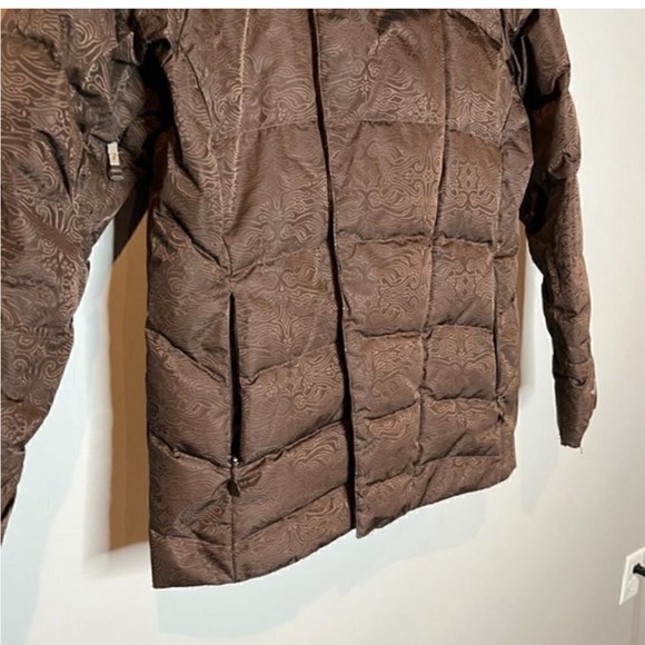 The North Face brown patterned textured Recco 600 down snowboard ski jacket - Picture 2 of 8